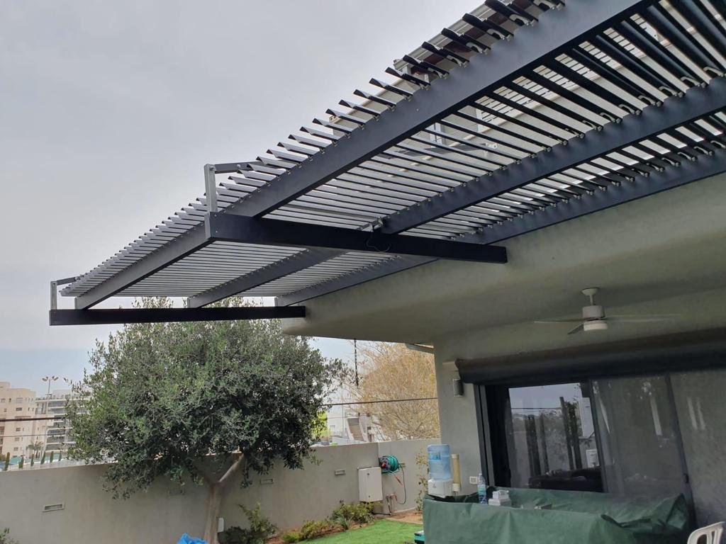 תקריב על מנגנון הרפפות האלומיניום החשמלי המדויק של Kore Systems, המבטיח אטימות מושלמת ועמידות לאורך שנים